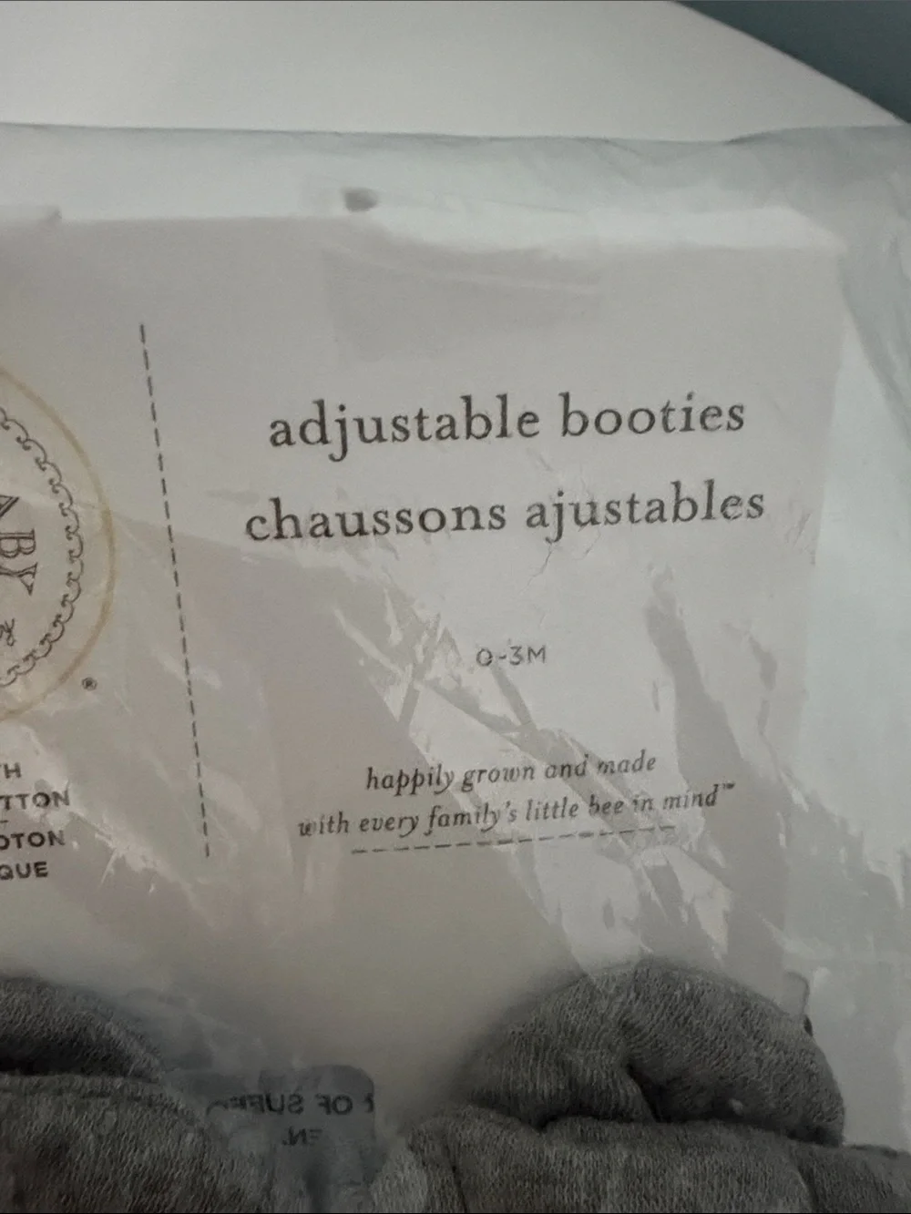 Burt's Bees Baby Heather Gray Organic Cotton Booties